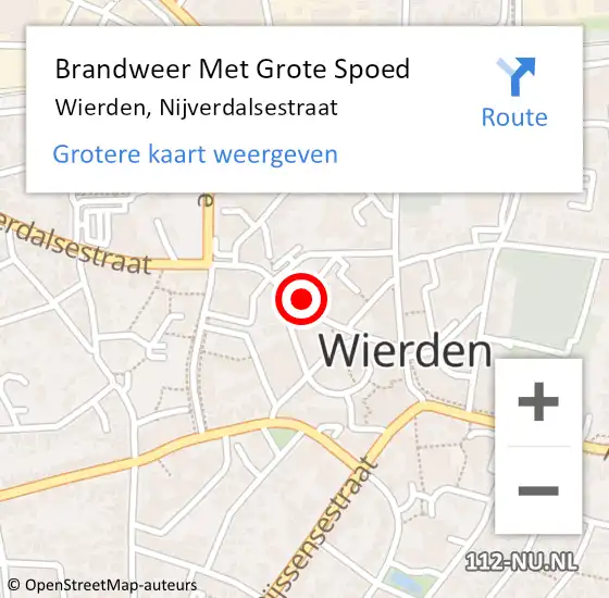 Locatie op kaart van de 112 melding: Brandweer Met Grote Spoed Naar Wierden, Nijverdalsestraat op 22 november 2024 11:53