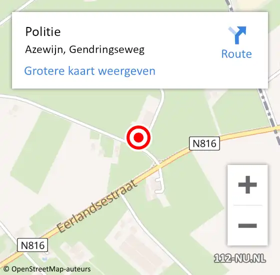 Locatie op kaart van de 112 melding: Politie Azewijn, Gendringseweg op 22 november 2024 11:57