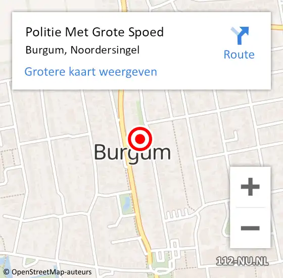 Locatie op kaart van de 112 melding: Politie Met Grote Spoed Naar Burgum, Noordersingel op 22 november 2024 12:06