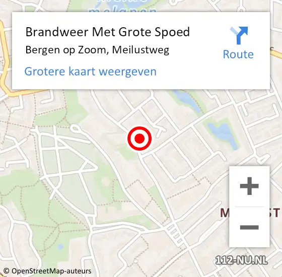 Locatie op kaart van de 112 melding: Brandweer Met Grote Spoed Naar Bergen op Zoom, Meilustweg op 22 november 2024 12:15