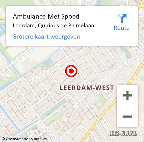 Locatie op kaart van de 112 melding: Ambulance Met Spoed Naar Leerdam, Quirinus de Palmelaan op 22 november 2024 12:16