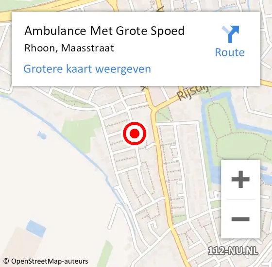 Locatie op kaart van de 112 melding: Ambulance Met Grote Spoed Naar Rhoon, Maasstraat op 22 november 2024 12:43