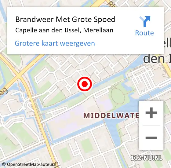 Locatie op kaart van de 112 melding: Brandweer Met Grote Spoed Naar Capelle aan den IJssel, Merellaan op 22 november 2024 12:45