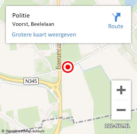 Locatie op kaart van de 112 melding: Politie Voorst, Beelelaan op 22 november 2024 13:02