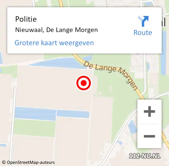 Locatie op kaart van de 112 melding: Politie Nieuwaal, De Lange Morgen op 22 november 2024 13:13