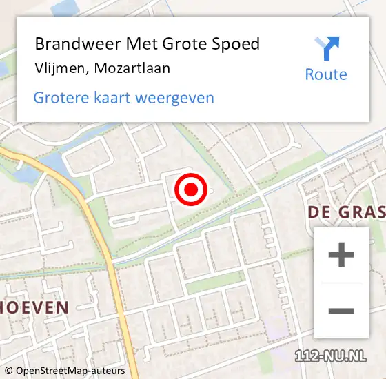 Locatie op kaart van de 112 melding: Brandweer Met Grote Spoed Naar Vlijmen, Mozartlaan op 22 november 2024 13:13