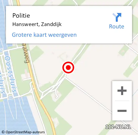 Locatie op kaart van de 112 melding: Politie Hansweert, Zanddijk op 19 oktober 2013 00:09