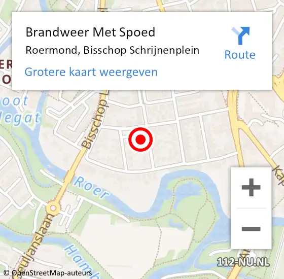 Locatie op kaart van de 112 melding: Brandweer Met Spoed Naar Roermond, Bisschop Schrijnenplein op 22 november 2024 13:54