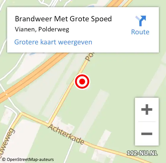 Locatie op kaart van de 112 melding: Brandweer Met Grote Spoed Naar Vianen, Polderweg op 22 november 2024 14:00