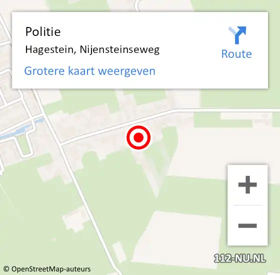 Locatie op kaart van de 112 melding: Politie Hagestein, Nijensteinseweg op 22 november 2024 14:06