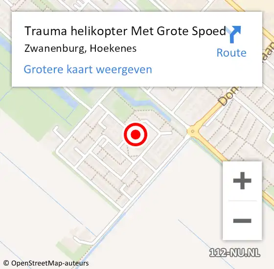 Locatie op kaart van de 112 melding: Trauma helikopter Met Grote Spoed Naar Zwanenburg, Hoekenes op 22 november 2024 14:14