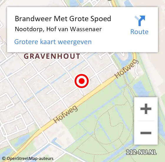 Locatie op kaart van de 112 melding: Brandweer Met Grote Spoed Naar Nootdorp, Hof van Wassenaer op 22 november 2024 14:33