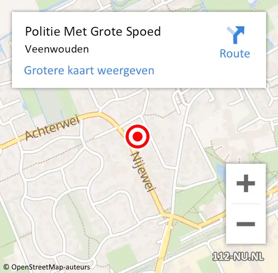 Locatie op kaart van de 112 melding: Politie Met Grote Spoed Naar Veenwouden op 22 november 2024 14:40