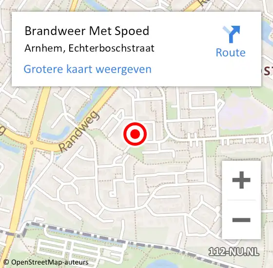 Locatie op kaart van de 112 melding: Brandweer Met Spoed Naar Arnhem, Echterboschstraat op 22 november 2024 14:46