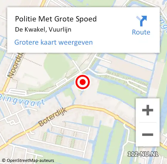 Locatie op kaart van de 112 melding: Politie Met Grote Spoed Naar De Kwakel, Vuurlijn op 22 november 2024 15:03