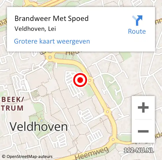 Locatie op kaart van de 112 melding: Brandweer Met Spoed Naar Veldhoven, Lei op 22 november 2024 15:07