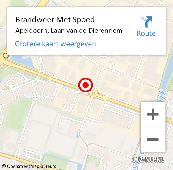 Locatie op kaart van de 112 melding: Brandweer Met Spoed Naar Apeldoorn, Laan van de Dierenriem op 22 november 2024 15:14