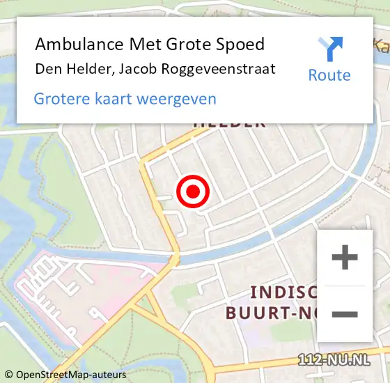 Locatie op kaart van de 112 melding: Ambulance Met Grote Spoed Naar Den Helder, Jacob Roggeveenstraat op 22 november 2024 15:26