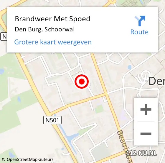 Locatie op kaart van de 112 melding: Brandweer Met Spoed Naar Den Burg, Schoorwal op 22 november 2024 15:28