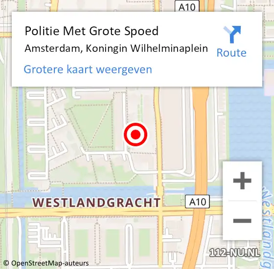 Locatie op kaart van de 112 melding: Politie Met Grote Spoed Naar Amsterdam, Koningin Wilhelminaplein op 22 november 2024 15:33