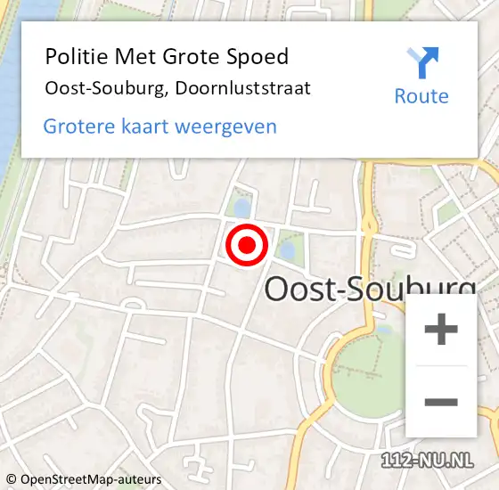 Locatie op kaart van de 112 melding: Politie Met Grote Spoed Naar Oost-Souburg, Doornluststraat op 22 november 2024 15:33