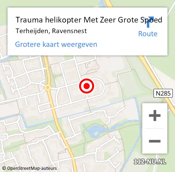 Locatie op kaart van de 112 melding: Trauma helikopter Met Zeer Grote Spoed Naar Terheijden, Ravensnest op 22 november 2024 15:50