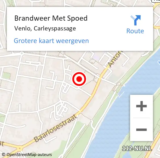 Locatie op kaart van de 112 melding: Brandweer Met Spoed Naar Venlo, Carleyspassage op 22 november 2024 16:01