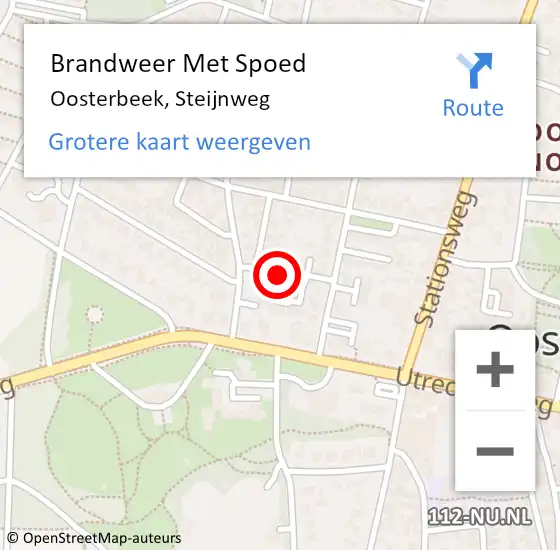 Locatie op kaart van de 112 melding: Brandweer Met Spoed Naar Oosterbeek, Steijnweg op 22 november 2024 16:26