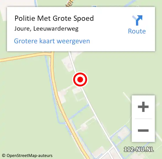 Locatie op kaart van de 112 melding: Politie Met Grote Spoed Naar Joure, Leeuwarderweg op 22 november 2024 16:28