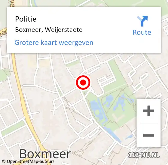 Locatie op kaart van de 112 melding: Politie Boxmeer, Weijerstaete op 22 november 2024 16:36