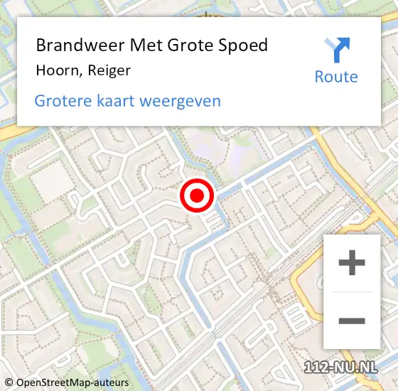 Locatie op kaart van de 112 melding: Brandweer Met Grote Spoed Naar Hoorn, Reiger op 22 november 2024 16:46