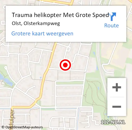 Locatie op kaart van de 112 melding: Trauma helikopter Met Grote Spoed Naar Olst, Olsterkampweg op 22 november 2024 16:51