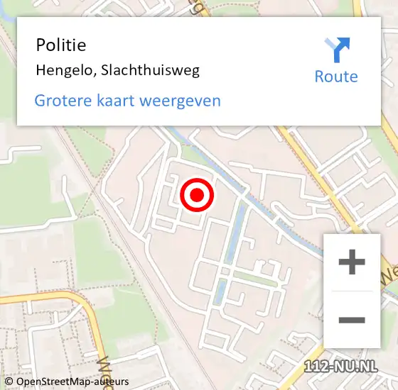 Locatie op kaart van de 112 melding: Politie Hengelo, Slachthuisweg op 22 november 2024 17:14