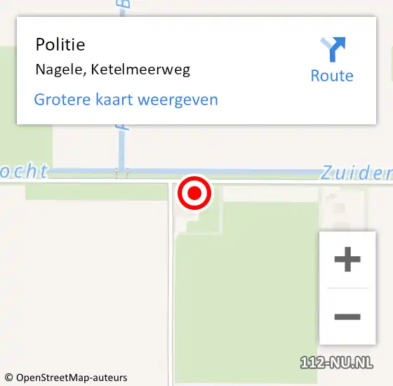 Locatie op kaart van de 112 melding: Politie Nagele, Ketelmeerweg op 22 november 2024 17:26