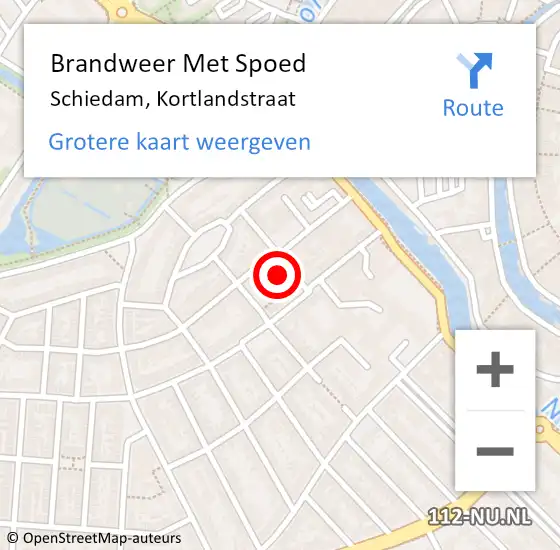 Locatie op kaart van de 112 melding: Brandweer Met Spoed Naar Schiedam, Kortlandstraat op 22 november 2024 17:26