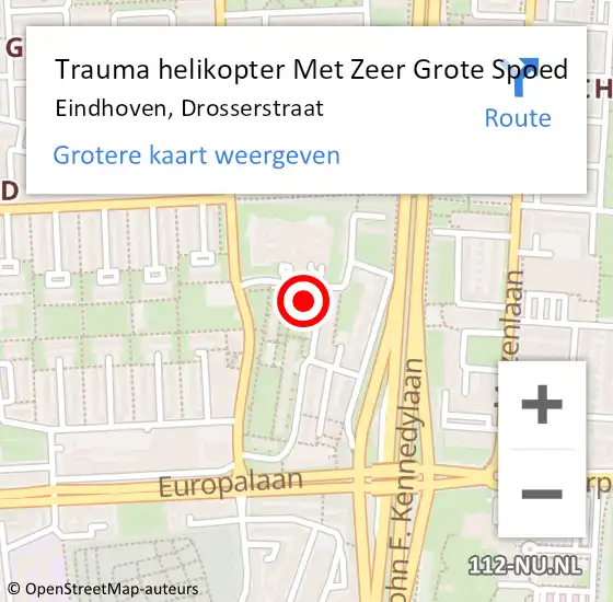 Locatie op kaart van de 112 melding: Trauma helikopter Met Zeer Grote Spoed Naar Eindhoven, Drosserstraat op 22 november 2024 17:34