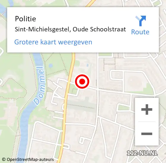 Locatie op kaart van de 112 melding: Politie Sint-Michielsgestel, Oude Schoolstraat op 22 november 2024 17:37