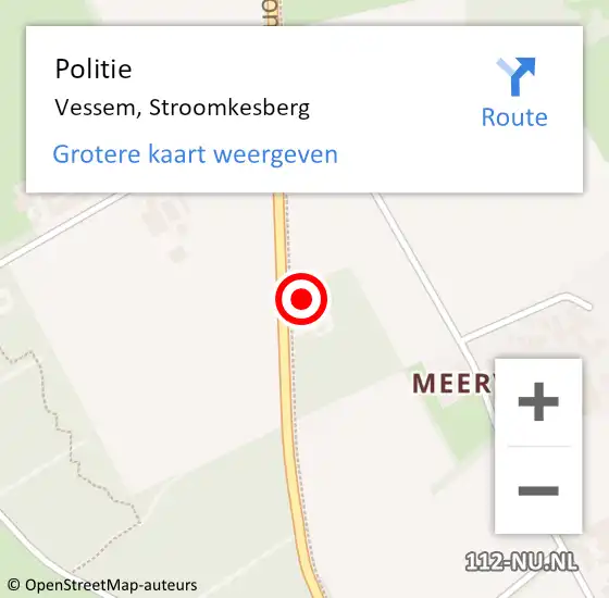 Locatie op kaart van de 112 melding: Politie Vessem, Stroomkesberg op 22 november 2024 17:42