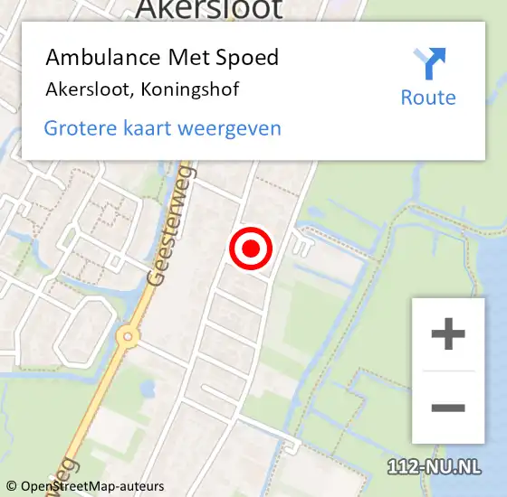 Locatie op kaart van de 112 melding: Ambulance Met Spoed Naar Akersloot, Koningshof op 22 november 2024 18:44