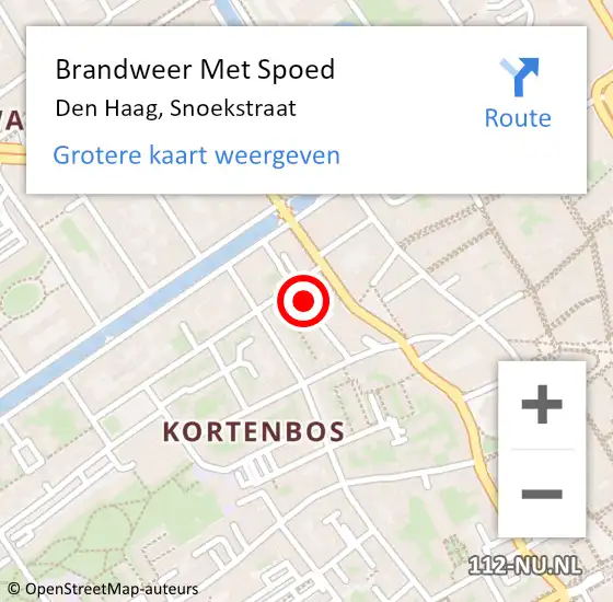 Locatie op kaart van de 112 melding: Brandweer Met Spoed Naar Den Haag, Snoekstraat op 22 november 2024 18:46