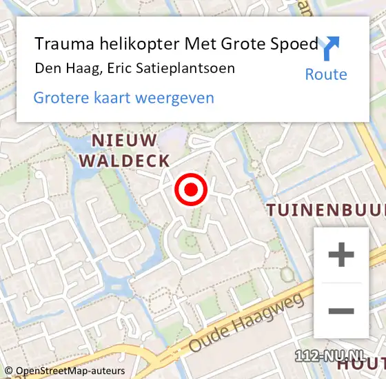 Locatie op kaart van de 112 melding: Trauma helikopter Met Grote Spoed Naar Den Haag, Eric Satieplantsoen op 22 november 2024 19:13