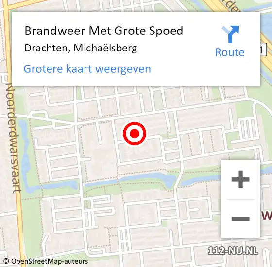 Locatie op kaart van de 112 melding: Brandweer Met Grote Spoed Naar Drachten, Michaëlsberg op 22 november 2024 19:30