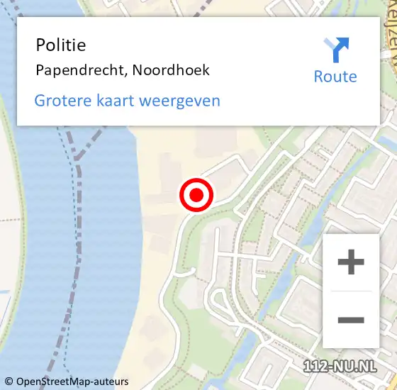 Locatie op kaart van de 112 melding: Politie Papendrecht, Noordhoek op 22 november 2024 19:39