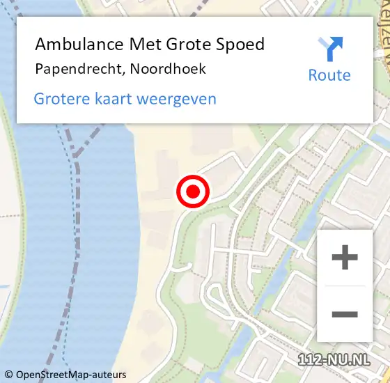 Locatie op kaart van de 112 melding: Ambulance Met Grote Spoed Naar Papendrecht, Noordhoek op 22 november 2024 19:39