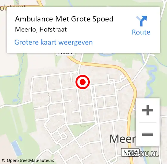 Locatie op kaart van de 112 melding: Ambulance Met Grote Spoed Naar Meerlo, Hofstraat op 27 oktober 2014 20:06