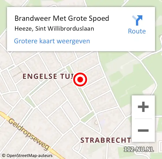 Locatie op kaart van de 112 melding: Brandweer Met Grote Spoed Naar Heeze, Sint Willibrorduslaan op 22 november 2024 20:42