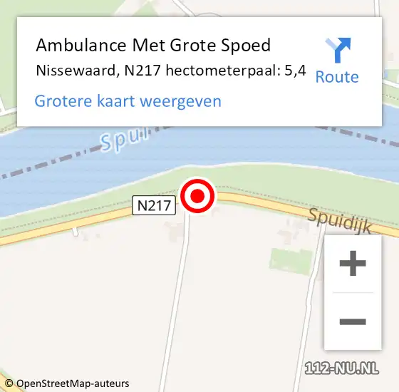 Locatie op kaart van de 112 melding: Ambulance Met Grote Spoed Naar Nissewaard, N217 hectometerpaal: 5,4 op 22 november 2024 20:47