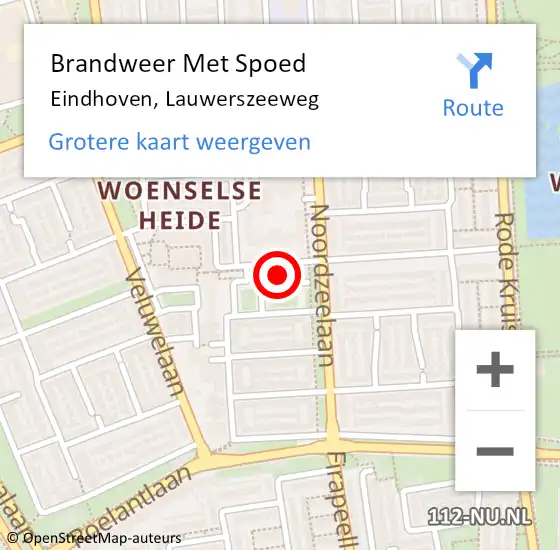 Locatie op kaart van de 112 melding: Brandweer Met Spoed Naar Eindhoven, Lauwerszeeweg op 22 november 2024 21:06