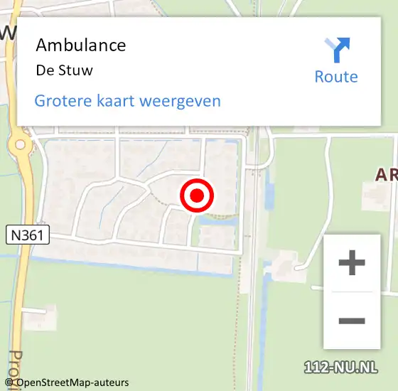 Locatie op kaart van de 112 melding: Ambulance De Stuw op 27 oktober 2014 20:13