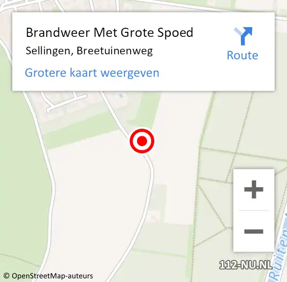 Locatie op kaart van de 112 melding: Brandweer Met Grote Spoed Naar Sellingen, Breetuinenweg op 22 november 2024 21:11